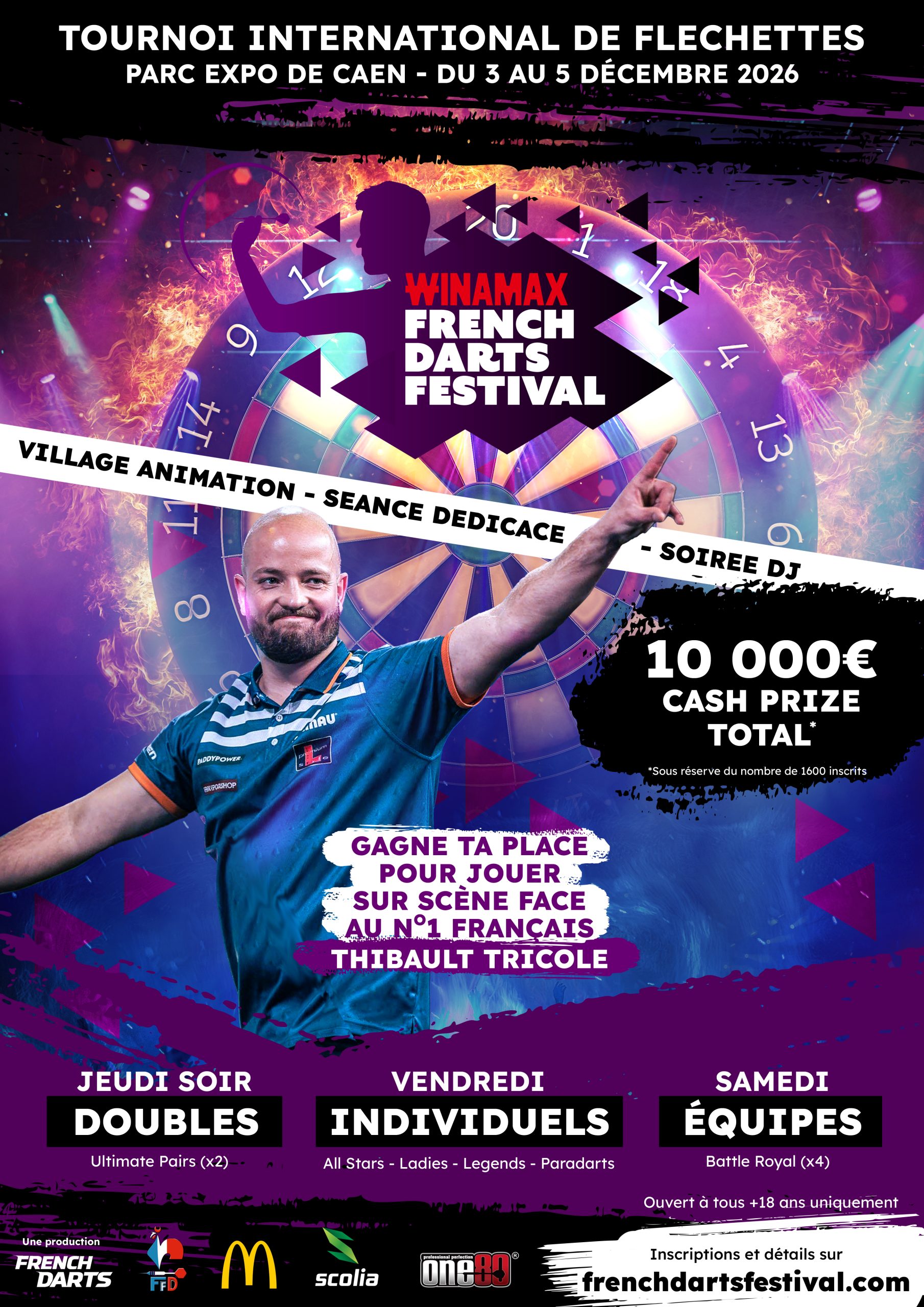 French Darts Fest 5 Sportif Regles FDF AFFICHE Tournoi Portrait A3